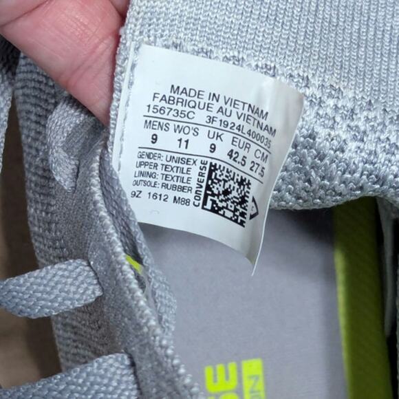 Converse Chuck Taylor FlyKnit Hi Top Sneakers Wolf Gray Knit Shoes Grey Mens 9 - Picture 5 of 5